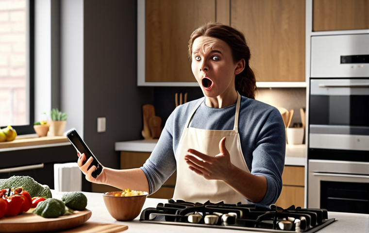 **

"A person wildly gesturing while cooking in a modern kitchen, a smartphone on the counter unintentionally sending a voice message to their boss. Humorous, slightly chaotic scene. Focus on the unintended activation of technology through gestures."

**