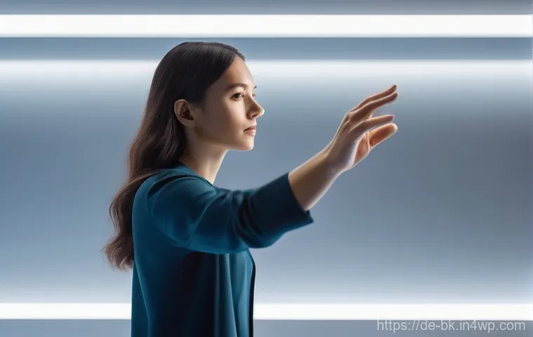 제스처 기반 인터페이스의 사용자 만족도 조사 - **Kitchen Gesture Control with Floury Hands**: In a brightly lit, contemporary kitchen, a person in ...