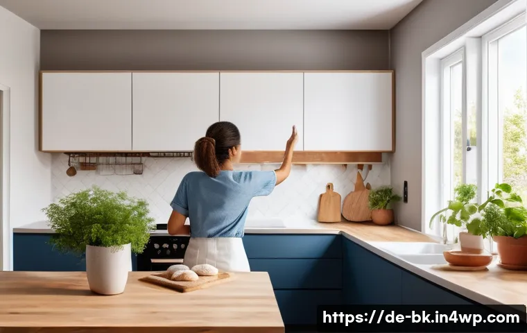 제스처 기반 인터페이스의 실질적 효과 분석 - **Smart Home Chef with Gesture Control:** A cozy, modern kitchen with warm lighting. A person in the...
