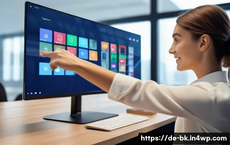제스처 기반 인터페이스의 생산성 향상 방법 - A modern office environment with diverse professionals using natural hand gestures to control multip...